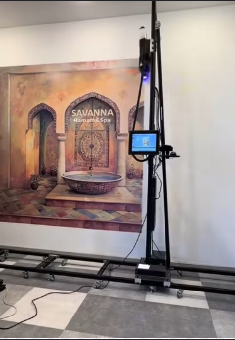 Savanna Hammam & Spa architectural perspective mural with vertical rail printer