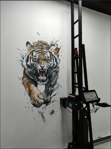 Roaring tiger watercolor splash wall art printed with automated vertical machine