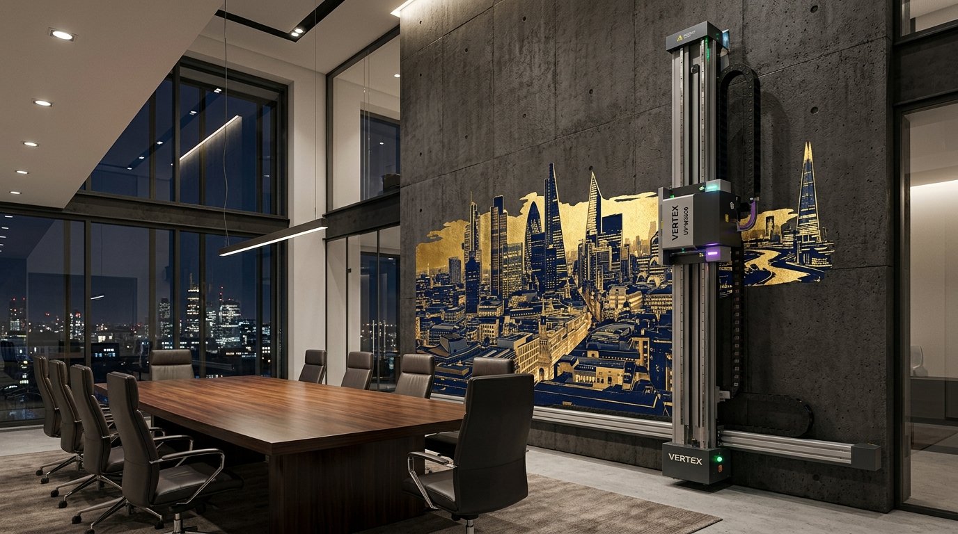 Corporate boardroom wall printing on architectural concrete